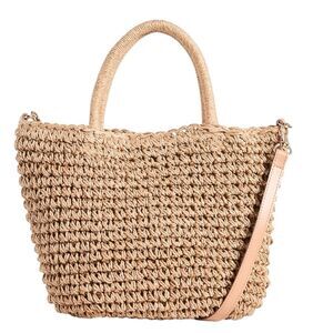 Hat Attack NWT Daily Woven Raffia Crossbody Bag Tan One Size Summer Casual